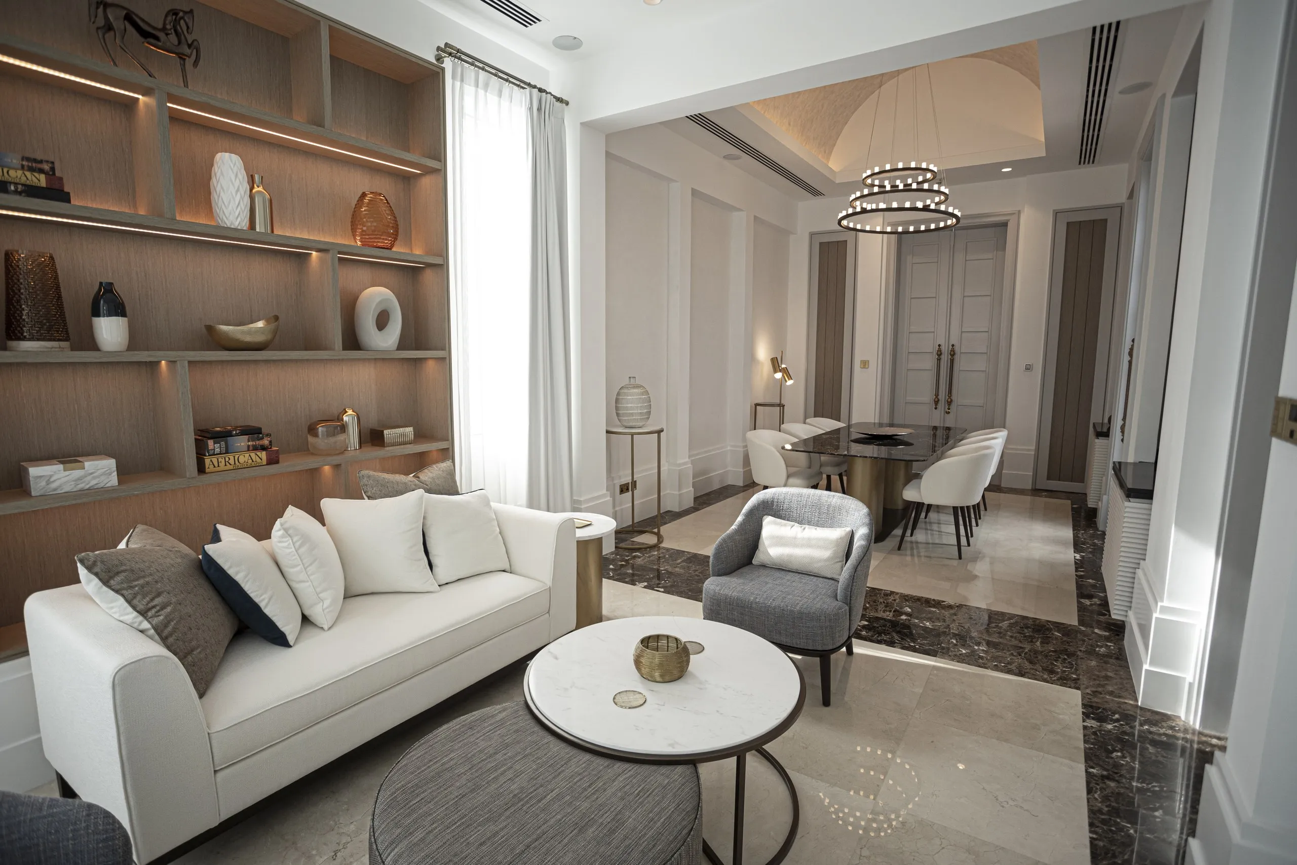 Floor-to-ceiling library shelving