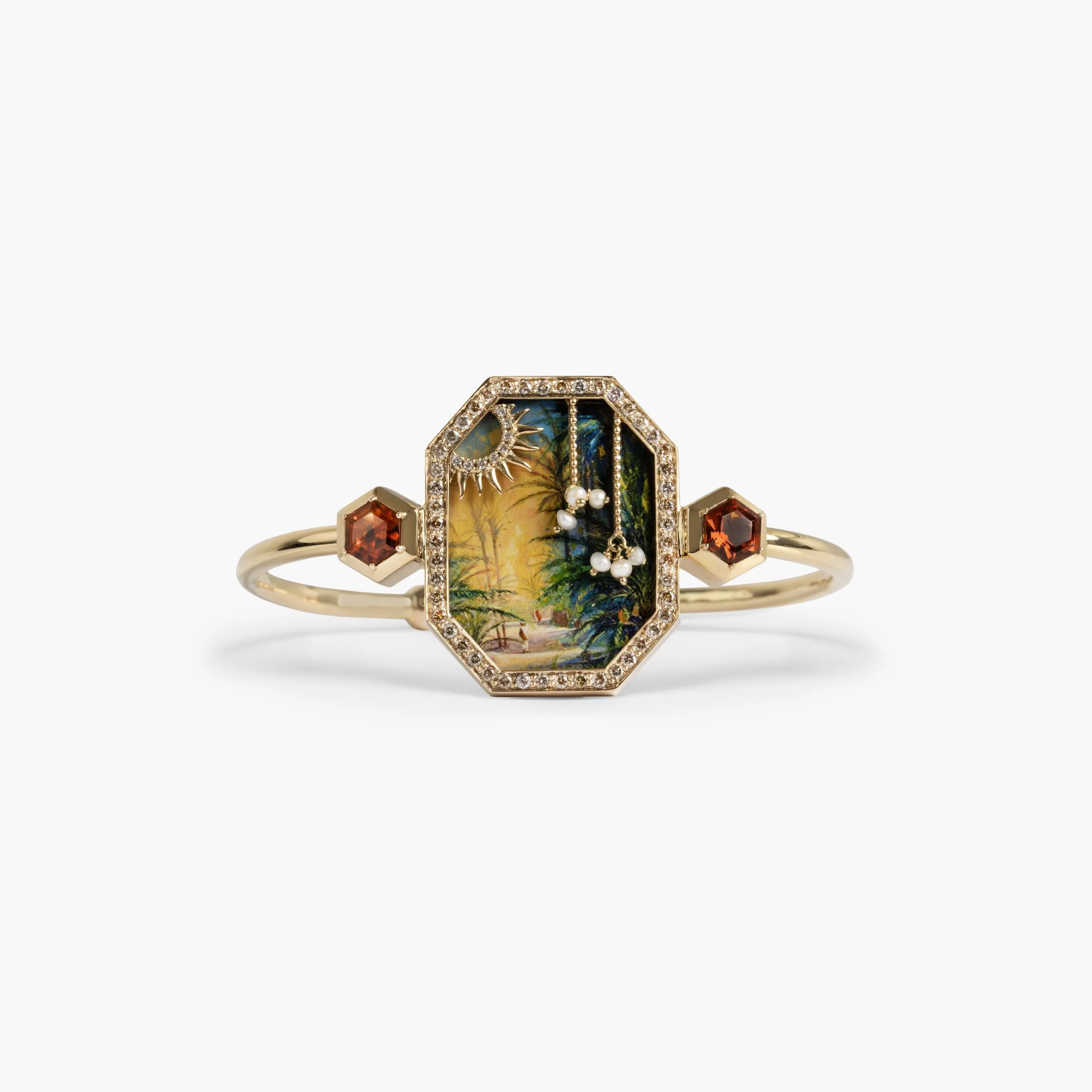 Cocktail ring set with a green gemstone