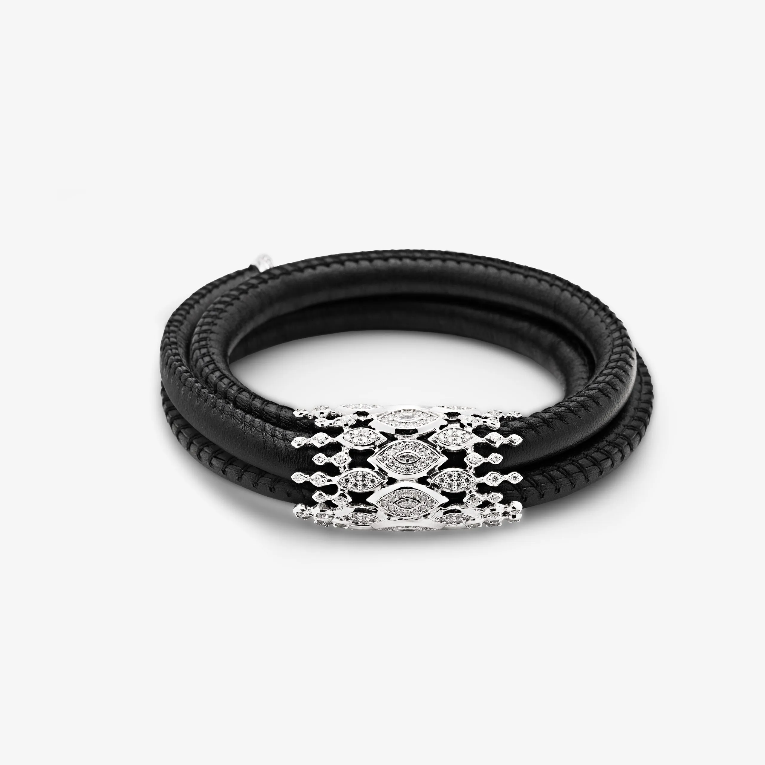 Black braided leather bracelet