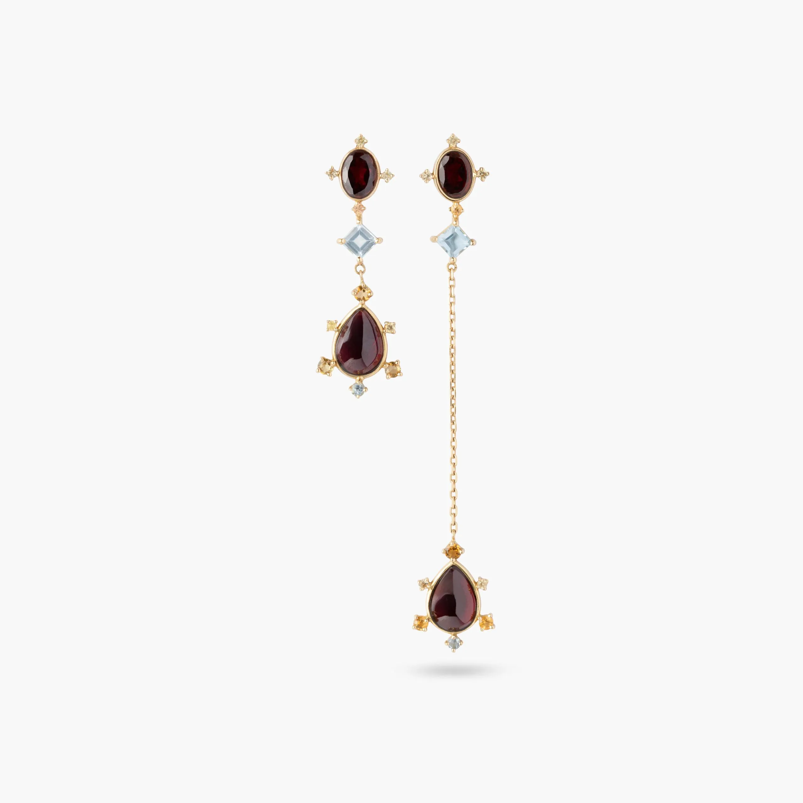 Pair of drop earrings, product still